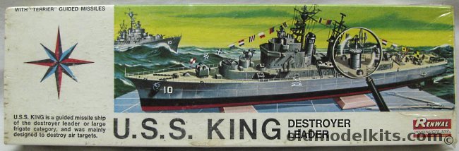 Renwal 1/500 USS King Destroyer Leader DDG10 - Farragut Class Guided Missile Destroyer, 603 plastic model kit